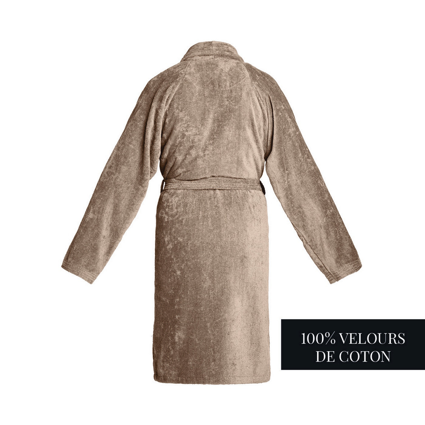Uni - Peignoir À Col Châle Velours De Coton - Taupe