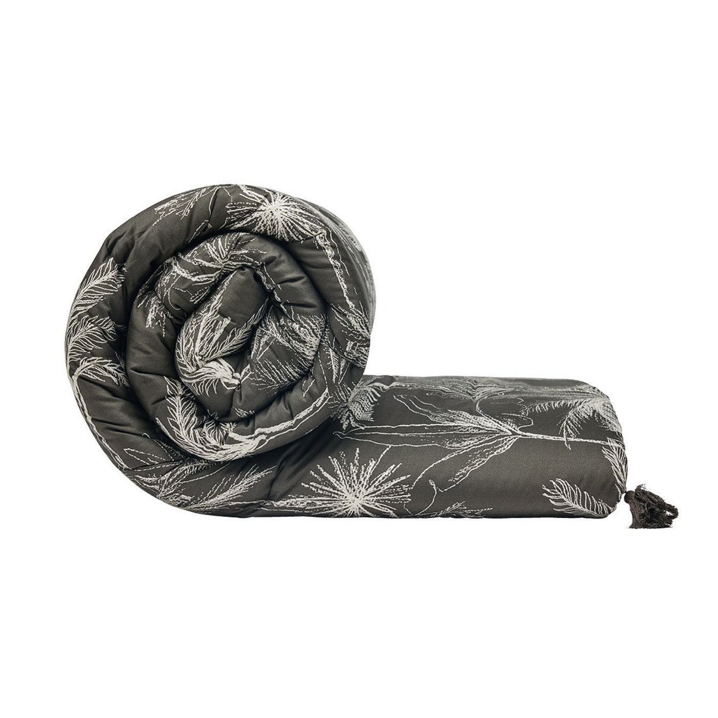 Wild - Édredon Avec Glands - Satin De Coton - Noir