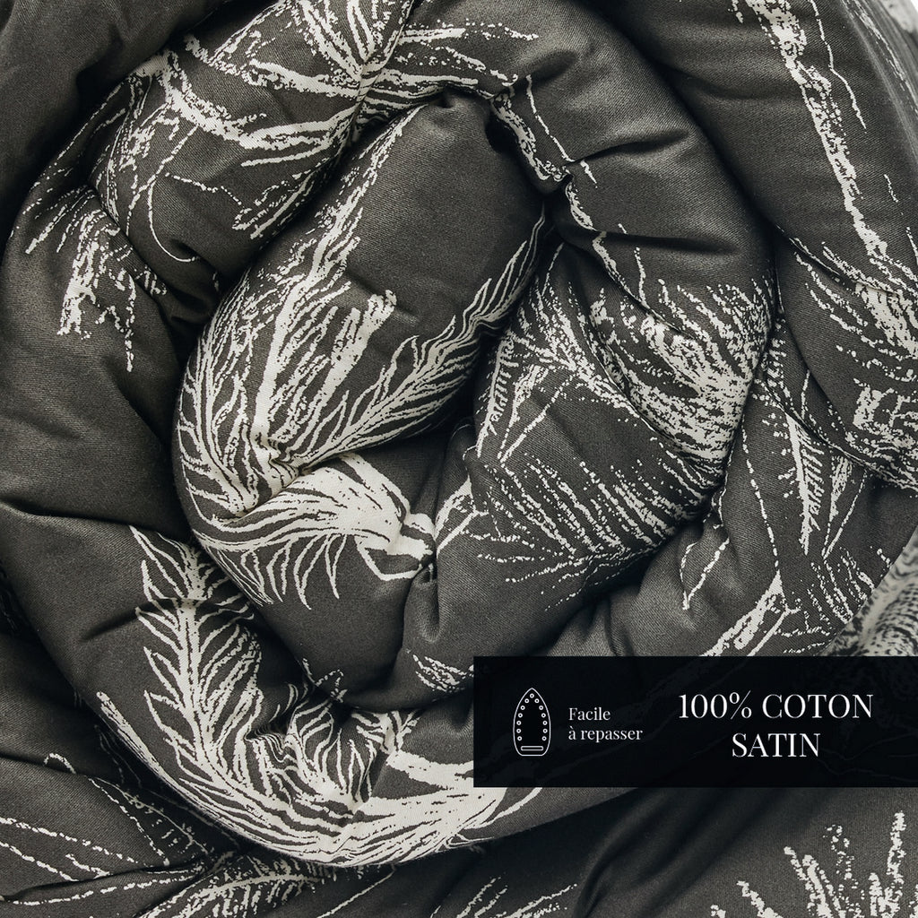 Wild - Édredon Avec Glands - Satin De Coton - Noir