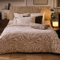 Evasion Zébrée - Housse De Couette + Taie D'Oreiller - Satin De Coton - Taupe