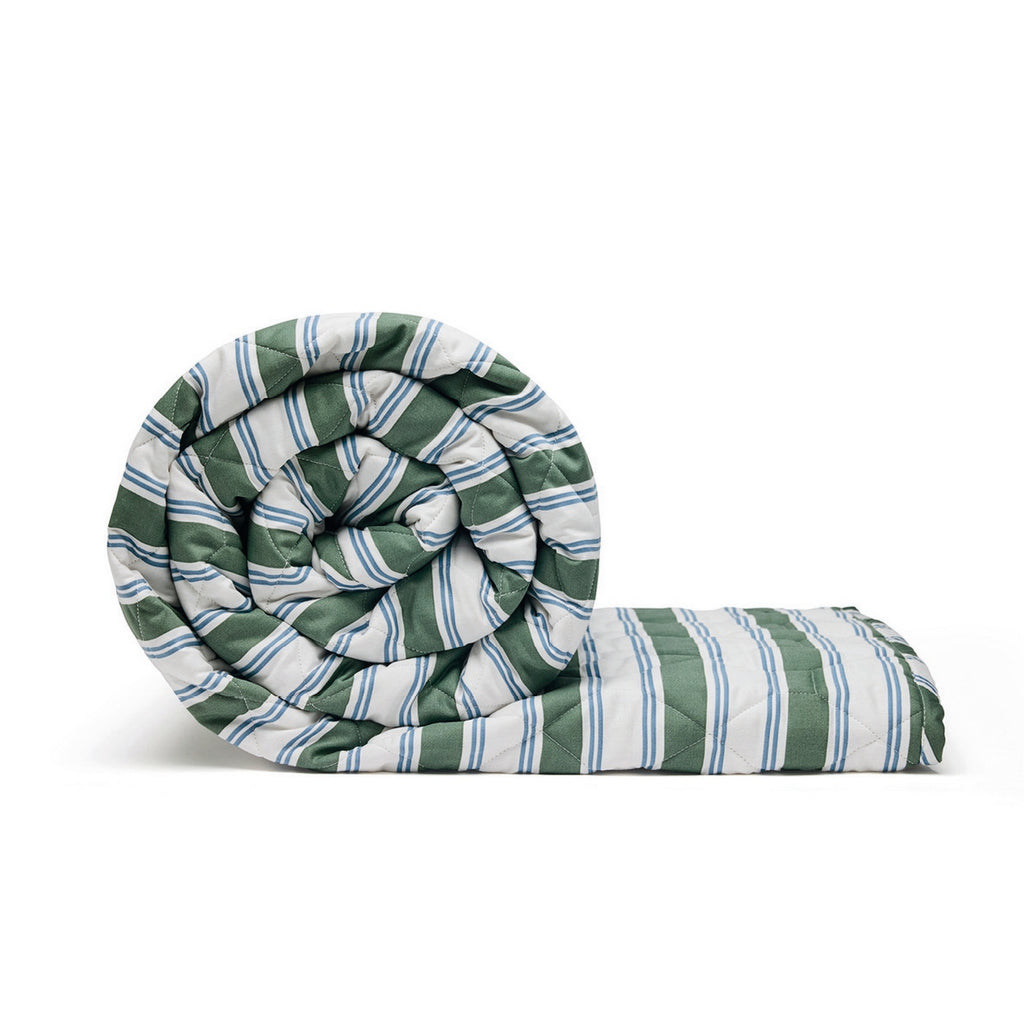 Soline - Couvre-Lit - Satin De Coton - Vert / Bleu
