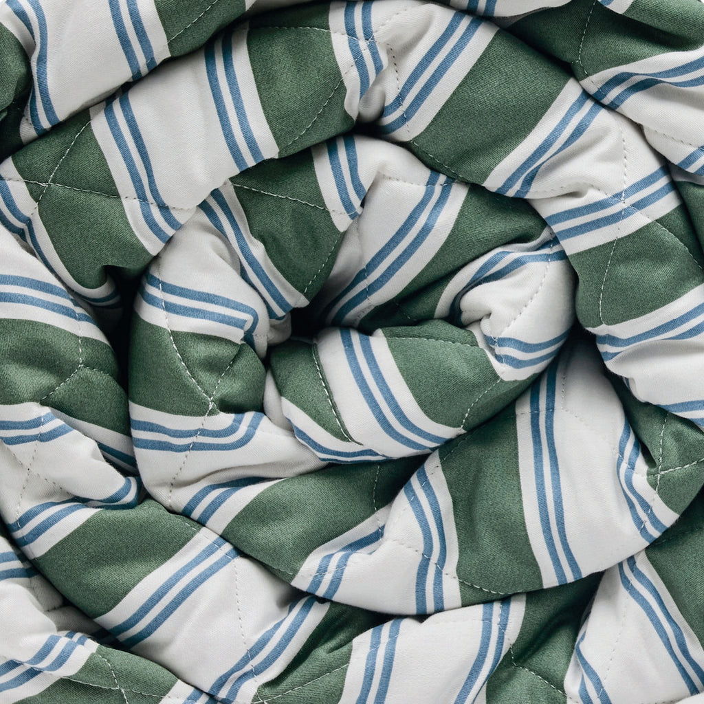 Soline - Couvre-Lit - Satin De Coton - Vert / Bleu