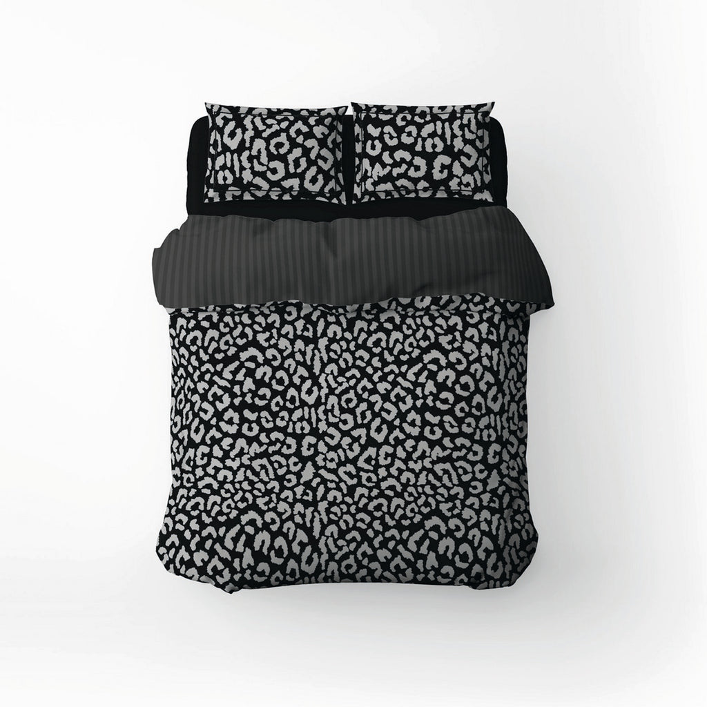 Instinct - Housse De Couette + Taie D'Oreiller - Satin De Coton - Noir