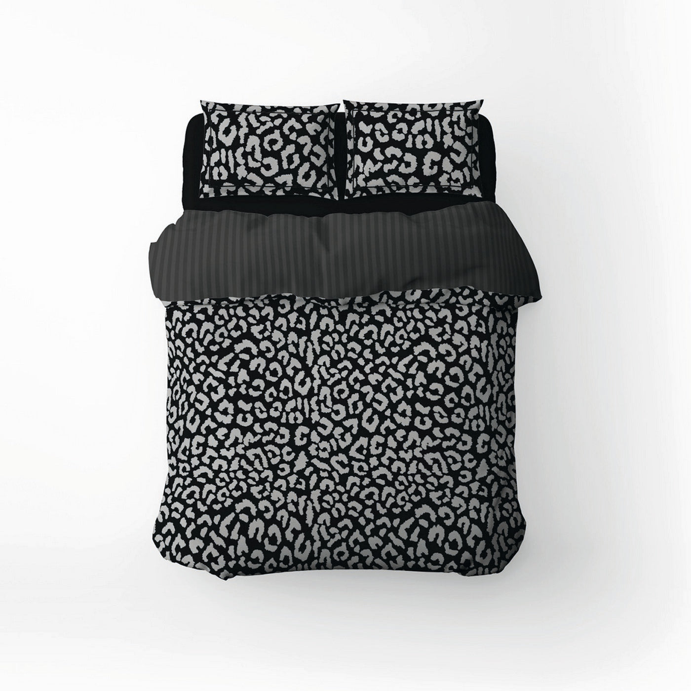 Instinct - Housse De Couette + Taie D'Oreiller - Satin De Coton - Noir