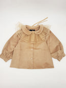 Blouse Charonne   Velours Milleraies Col Amovible En Tulle  - Camel