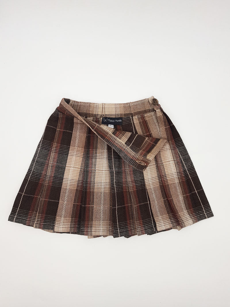 Jupe Plissée Liege Tartan Marron  - Marron