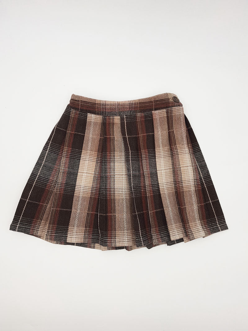 Jupe Plissée Liege Tartan Marron  - Marron