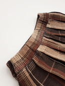 Jupe Plissée Liege Tartan Marron  - Marron