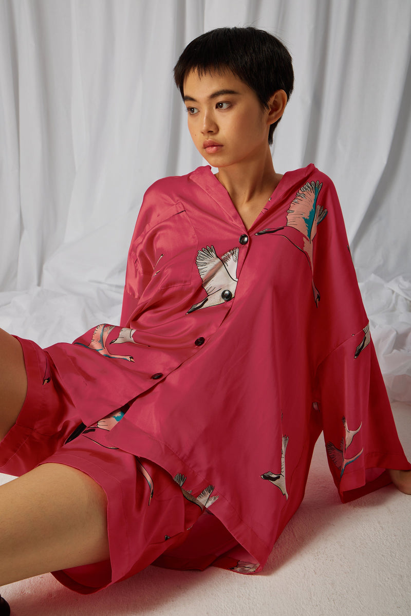 Eilish Pink Swan Print Pyjamas