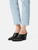 Mules de tacón con estrellas plateadas - Negro