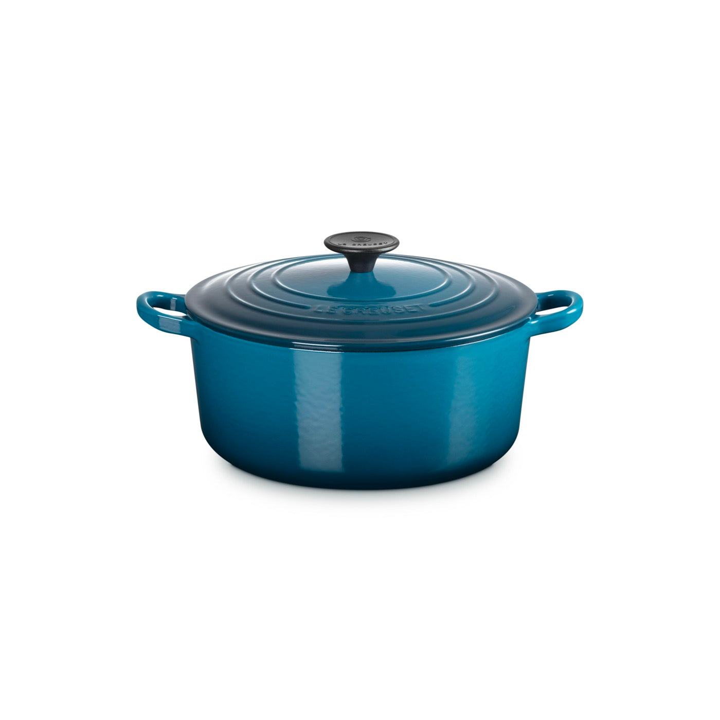 Cocotte Redonda Tradition - Hierro Fundido Esmaltado - 24 cm - Deep Teal - Botón Fenólico