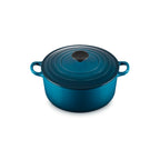 Cocotte Redonda Tradition - Hierro Fundido Esmaltado - 24 cm - Deep Teal - Botón Fenólico
