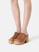 Rustic Rambles Heeled Mules - Brown