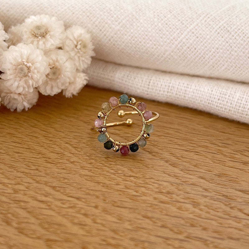 Anillo “Olympe” de acero y turmalina-Anillos-Instants Plaisirs • Joyas-Instants Plaisirs | Joyas