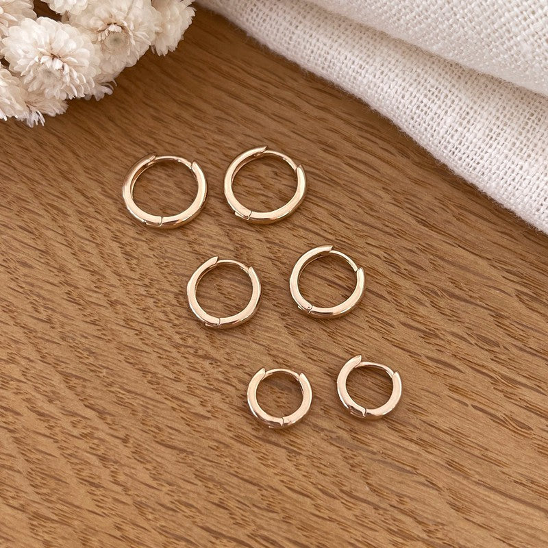 Gold-plated “Lua” hoop earrings-Instants-Plaisirs-Earrings-Set of 3 pairs-Instants Plaisirs | Jewelry