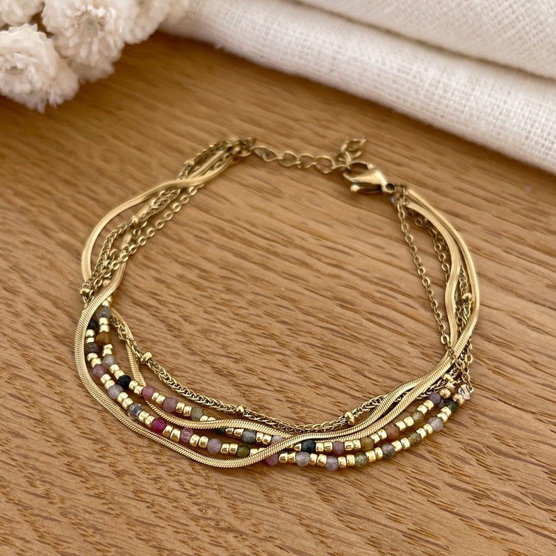 Bracelet "Milo" tourmaline acier-Bracelets-Instants Plaisirs • Bijoux-Instants Plaisirs | Bijoux