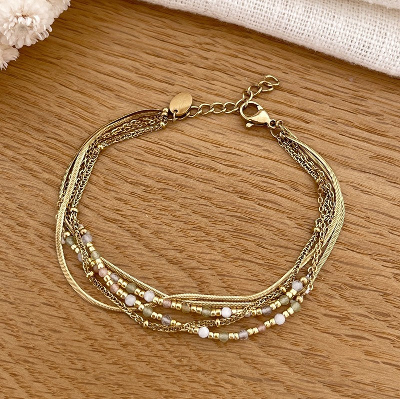 "Milo" peridot steel bracelet-Bracelets-Instants Plaisirs • Jewelry-Instants Plaisirs | Jewelry