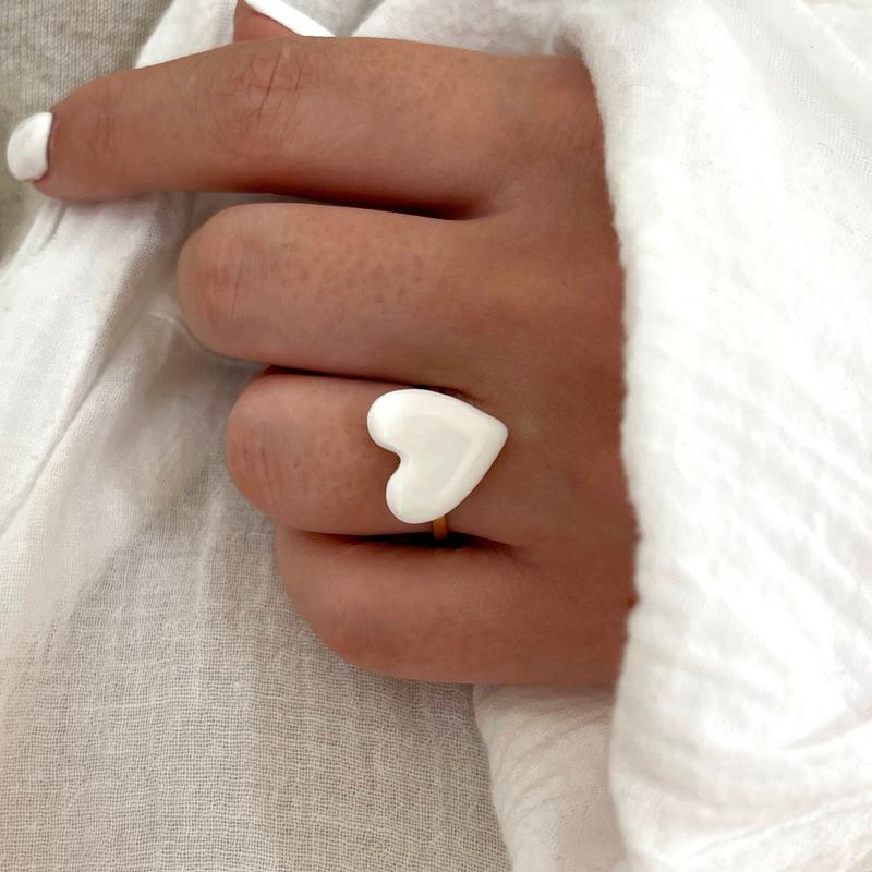 Bague "Flirt" blanc acier-Bagues-Instants Plaisirs • Bijoux-Instants Plaisirs | Bijoux
