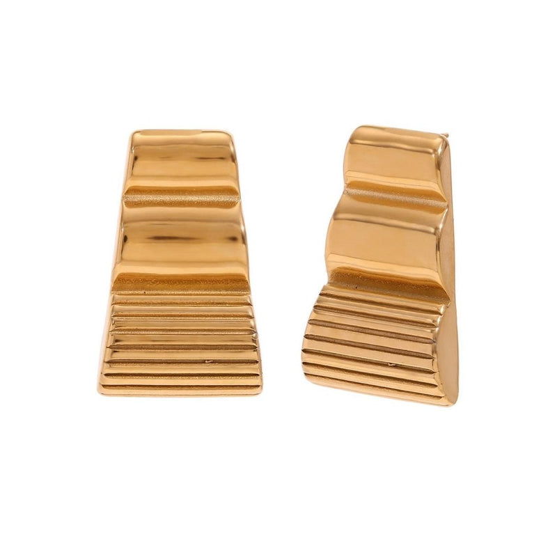 Step Pyramid Earrings - Gold Plated