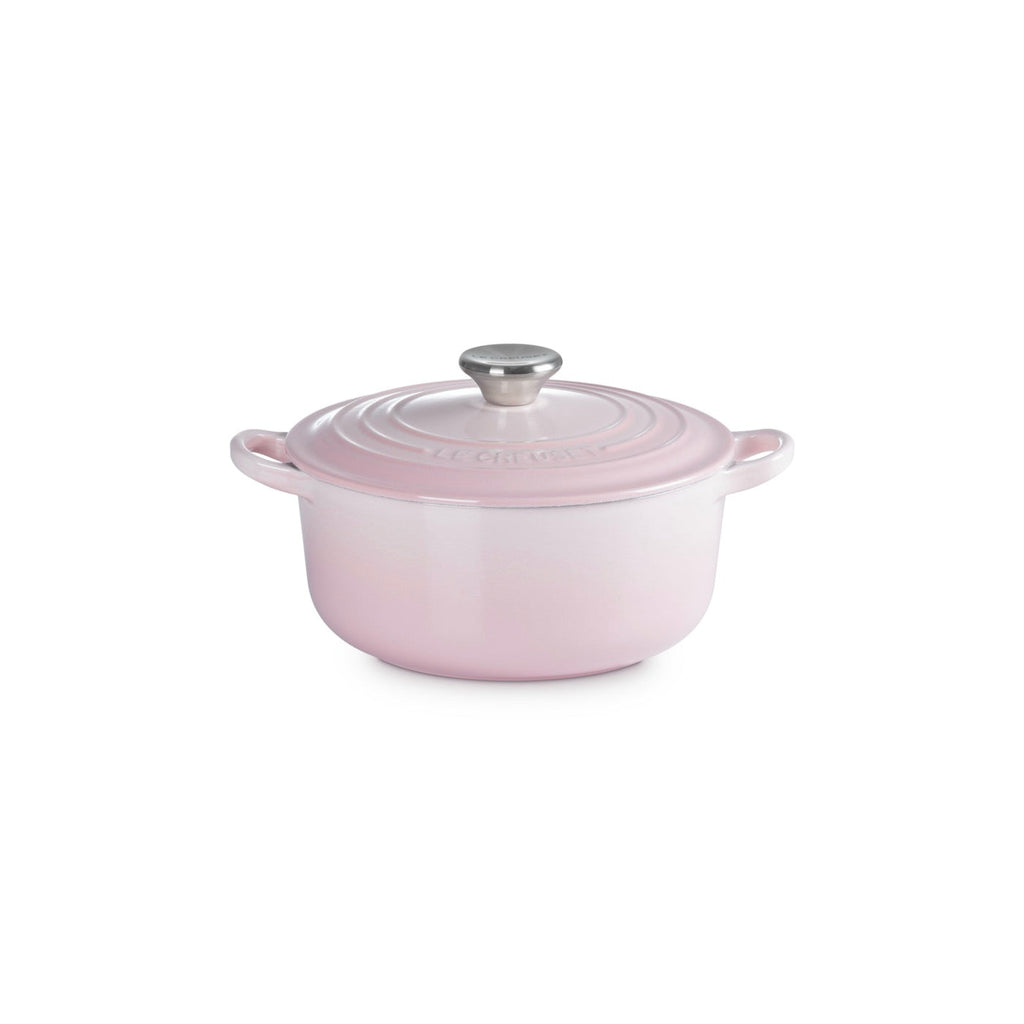 Cocotte Redonda Tradition - Hierro Fundido Esmaltado - 20 cm - Shell Pink - Botón Inox