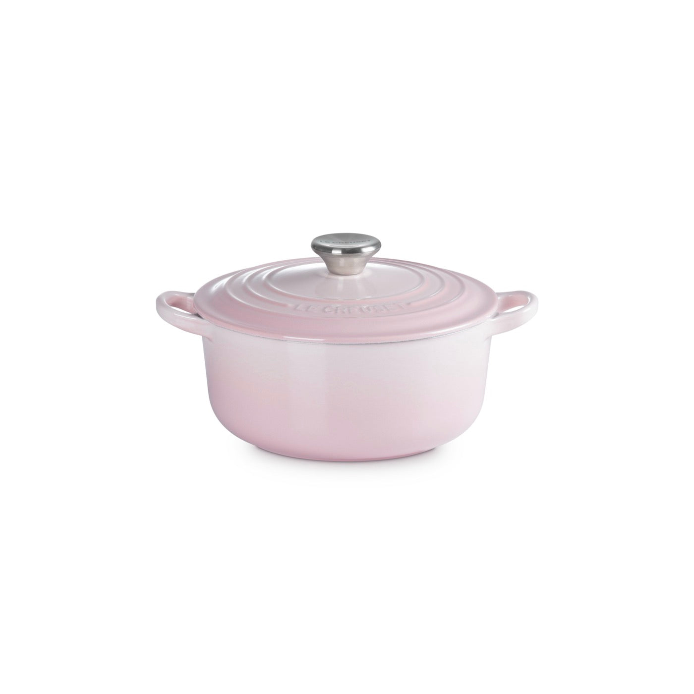 Cocotte Redonda Tradition - Hierro Fundido Esmaltado - 20 cm - Shell Pink - Botón Inox