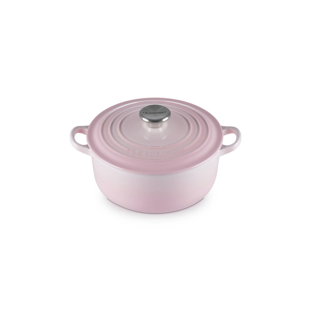 Cocotte Redonda Tradition - Hierro Fundido Esmaltado - 20 cm - Shell Pink - Botón Inox