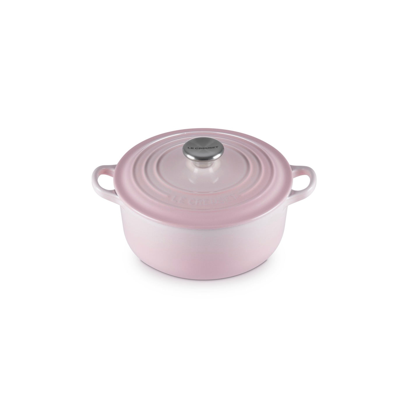 Cocotte Redonda Tradition - Hierro Fundido Esmaltado - 20 cm - Shell Pink - Botón Inox
