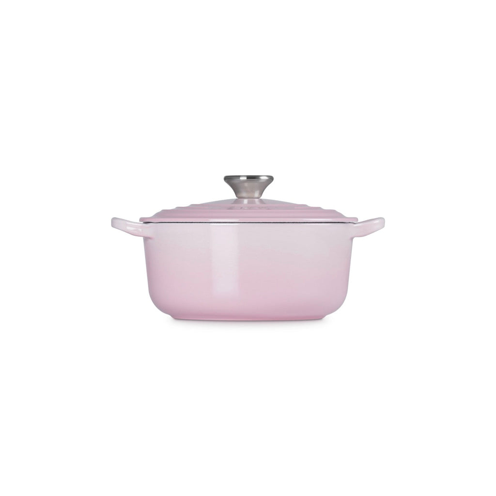 Cocotte Redonda Tradition - Hierro Fundido Esmaltado - 20 cm - Shell Pink - Botón Inox