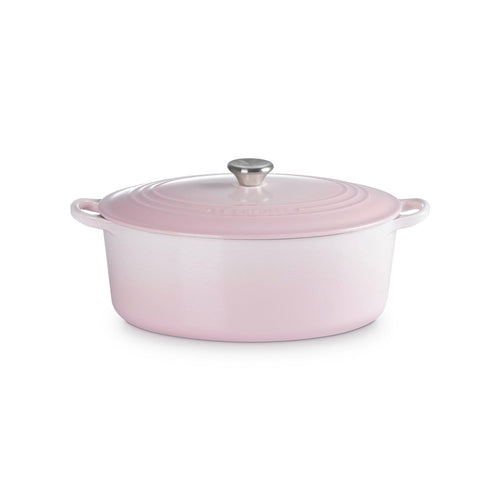 Cacerola Tradition Ovalada - Hierro Fundido Esmaltado - 31Cm - Concha Rosa - Pomo de Acero Inoxidable