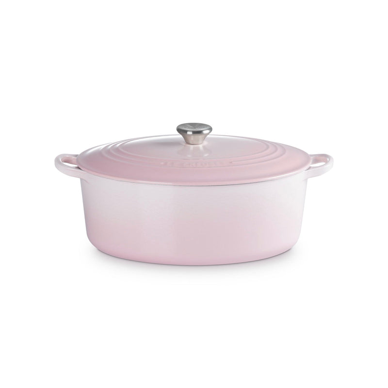 Cocotte Ovale Tradition - Fonte Émaillée - 31Cm - Shell Pink - Bouton Inox