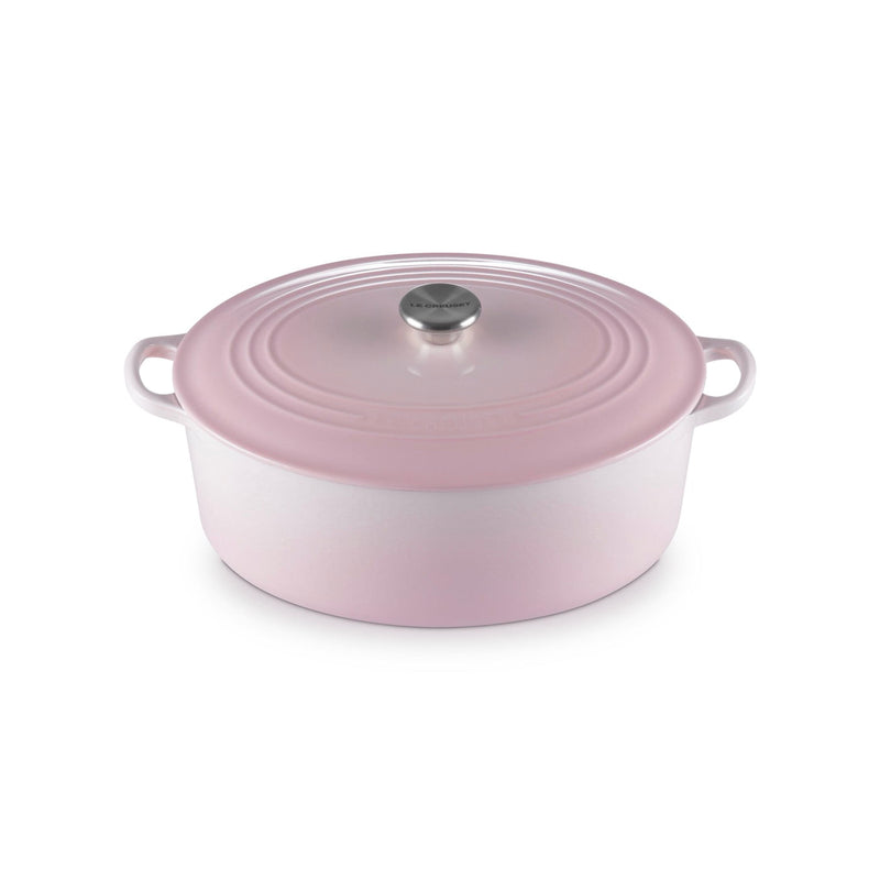 Cocotte Ovale Tradition - Fonte Émaillée - 31Cm - Shell Pink - Bouton Inox