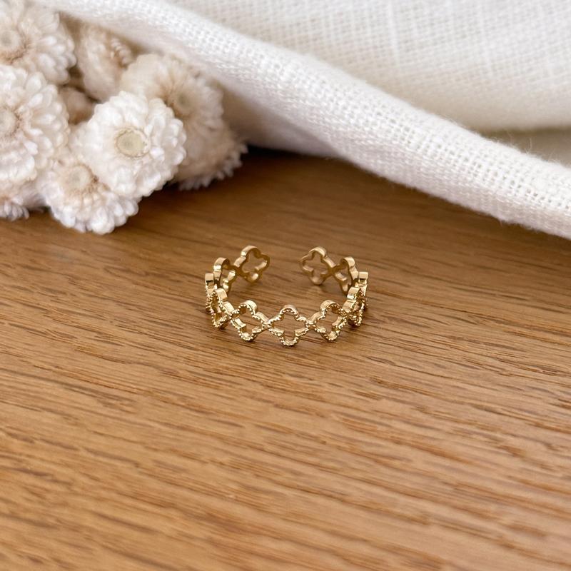 Anillo acero “Trébol”-Anillos-instants-placer-Ajustable-Instants Plaisirs | Joyas