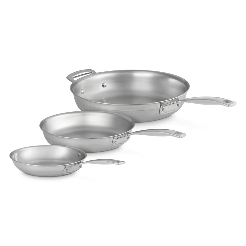 Set of 3 Frying Pans - Classic Stainless Steel