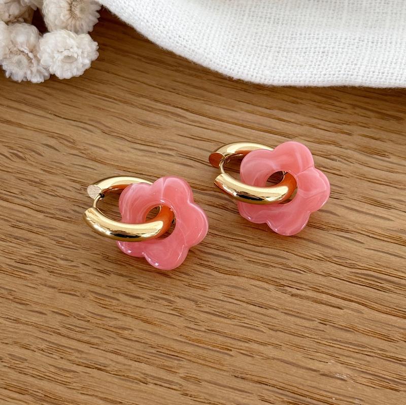 “Flora” steel coral hoop earrings-Instants-Plaisirs-Instants Plaisirs earrings | Jewelry