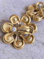 Vintage Givenchy Gold-Tone Floral Clip-On Earrings With Multicolour Crystals