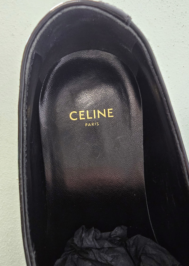 Céline Derbies Bout Pointu Vernis Noir & Léopard, Hedi Slimane Ss20