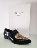 Céline Derbies Bout Pointu Vernis Noir & Léopard, Hedi Slimane Ss20