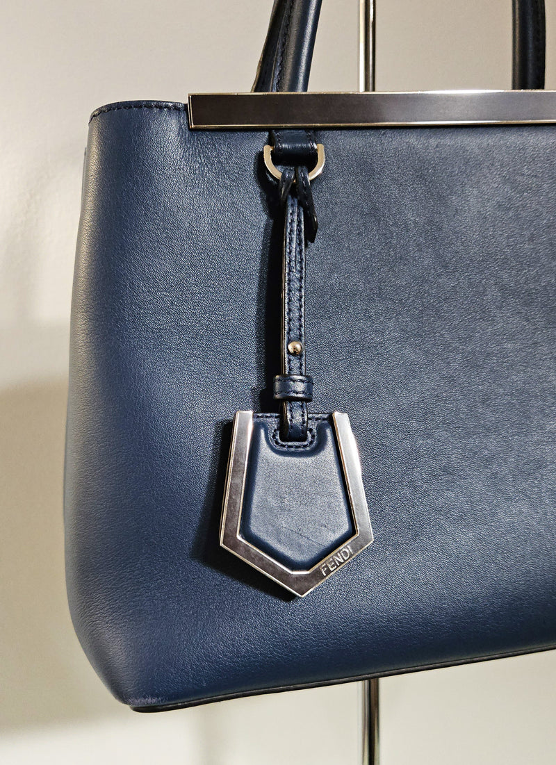 Fendi Bolso tote de cuero azul 2Jours