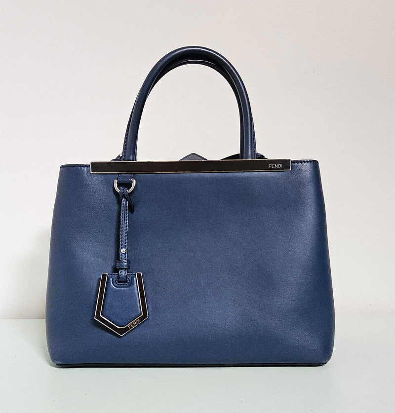 Fendi Bolso tote de cuero azul 2Jours