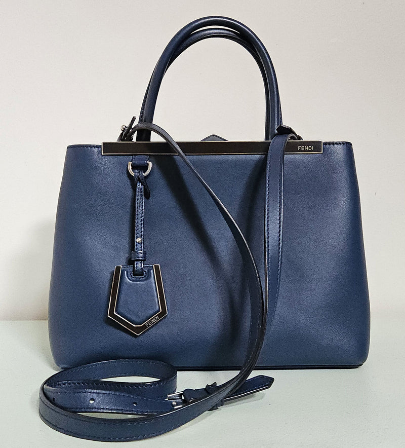 Fendi Bolso tote de cuero azul 2Jours