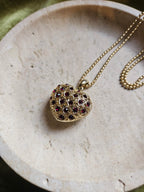 Collier Sautoir Dior Chaine À Bille Cœur Plaqué Or Et Strass Rubis