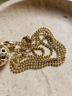 Collier Sautoir Dior Chaine À Bille Cœur Plaqué Or Et Strass Rubis