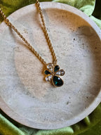 Vintage Yves Saint Laurent Emerald Rhinestone Flower Necklace