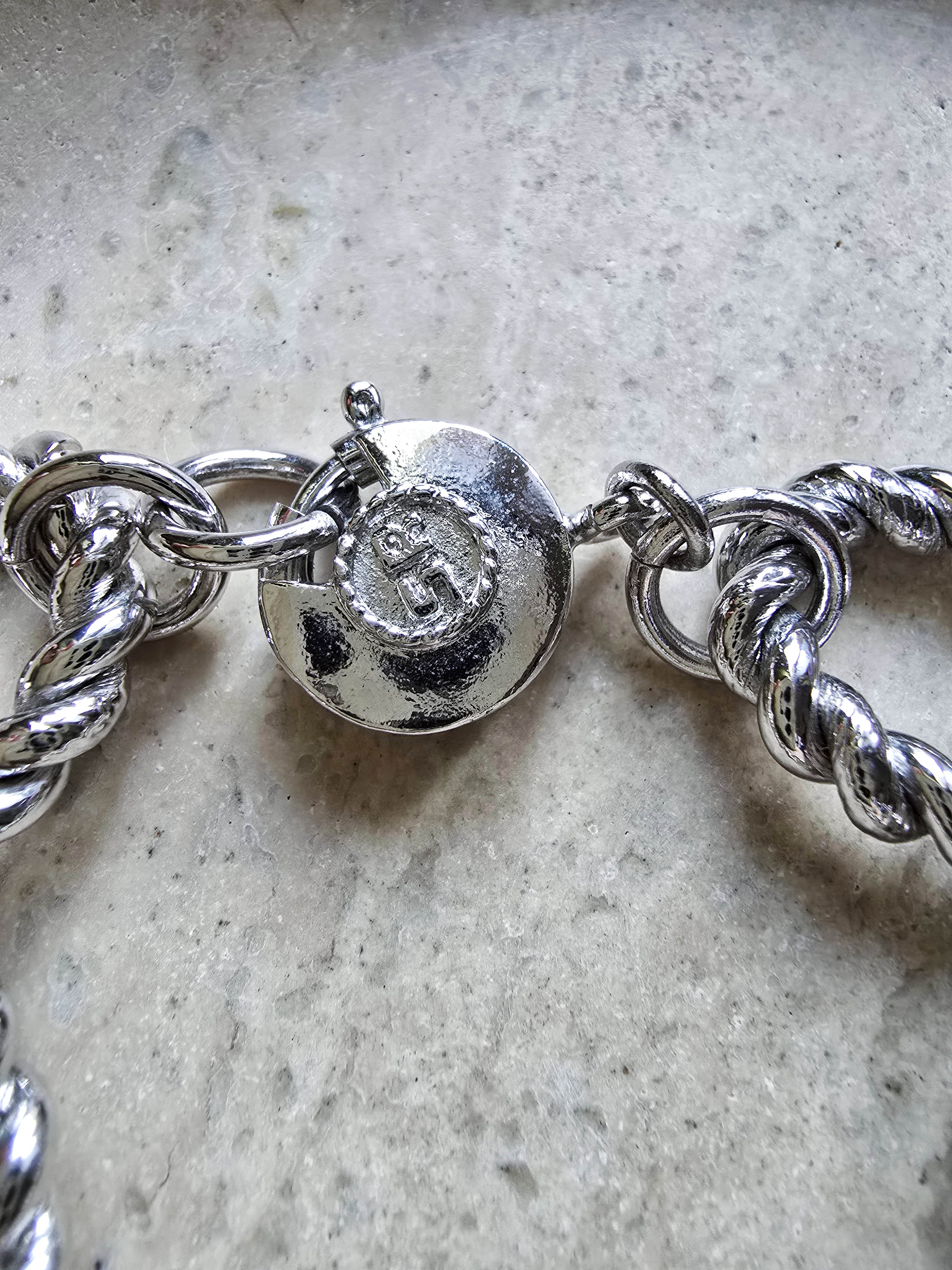 Bracelet Sonia Rykiel Argenté À Maillons Torsadés