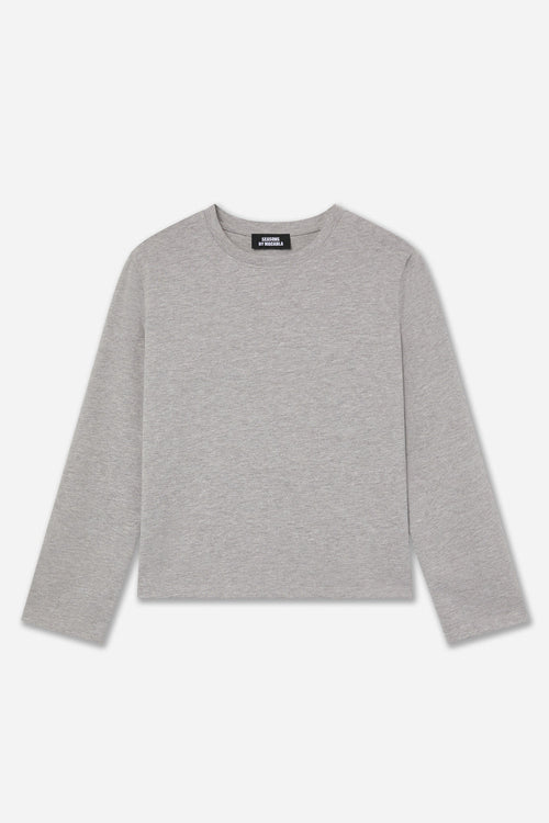 T-Shirt Gris À Manches Longues En Coton