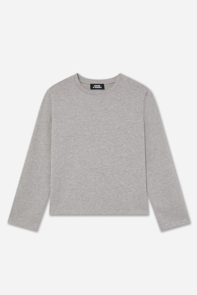 T-Shirt Gris À Manches Longues En Coton