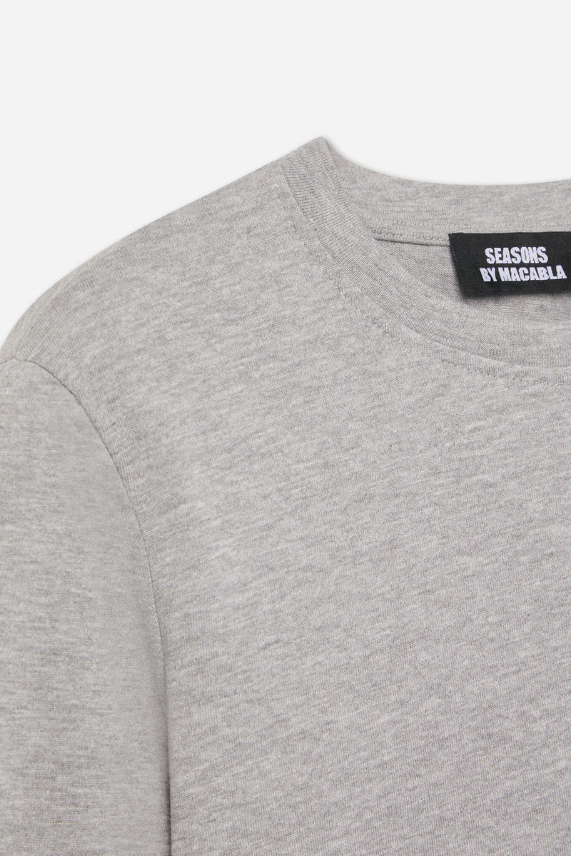 T-Shirt Gris À Manches Longues En Coton