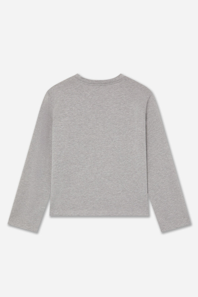 T-Shirt Gris À Manches Longues En Coton