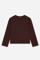 T-Shirt Marron À Manches Longues En Coton