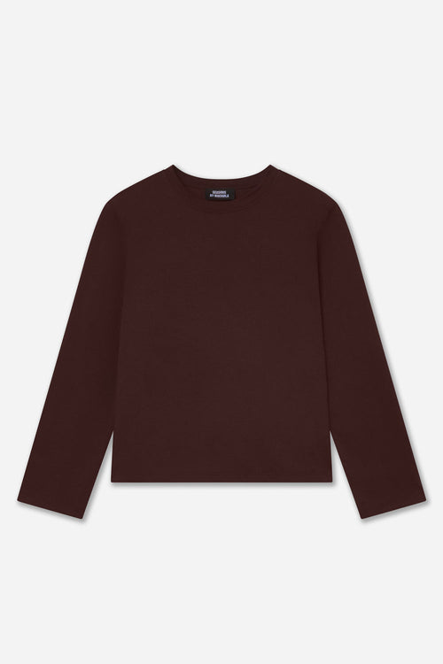 T-Shirt Marron À Manches Longues En Coton